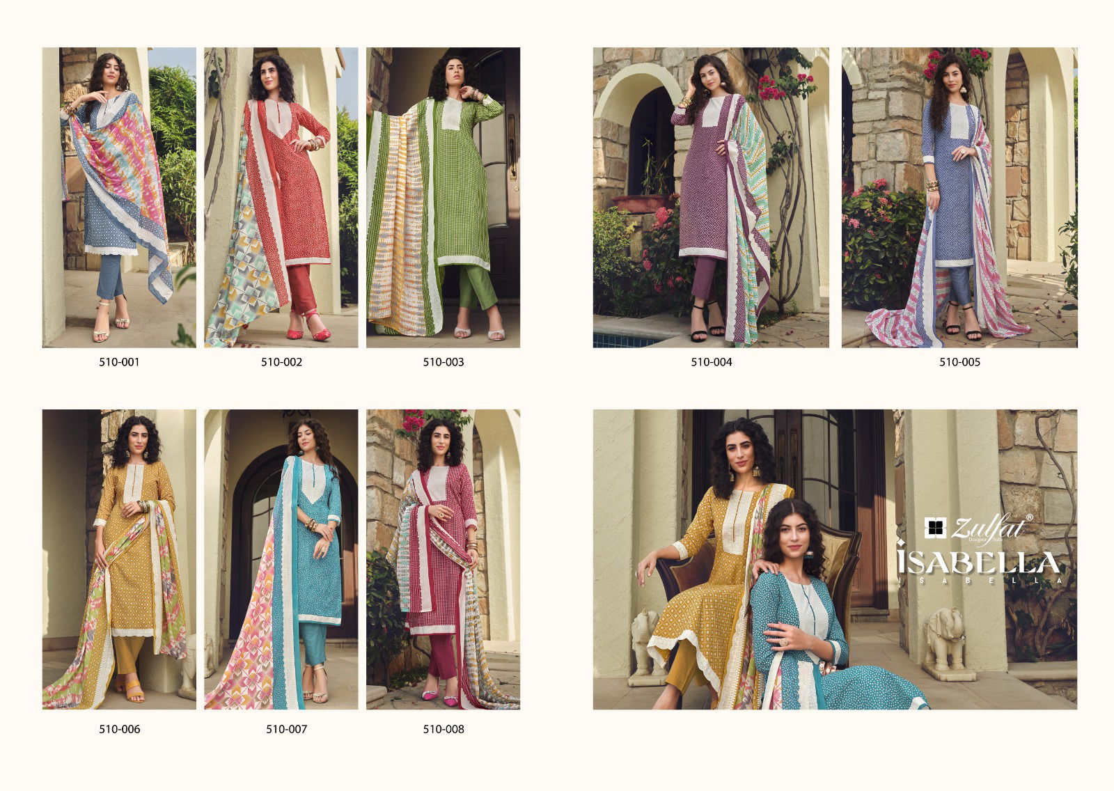 Isabella By Zulfat Printed Cotton Dress Material Catalog
